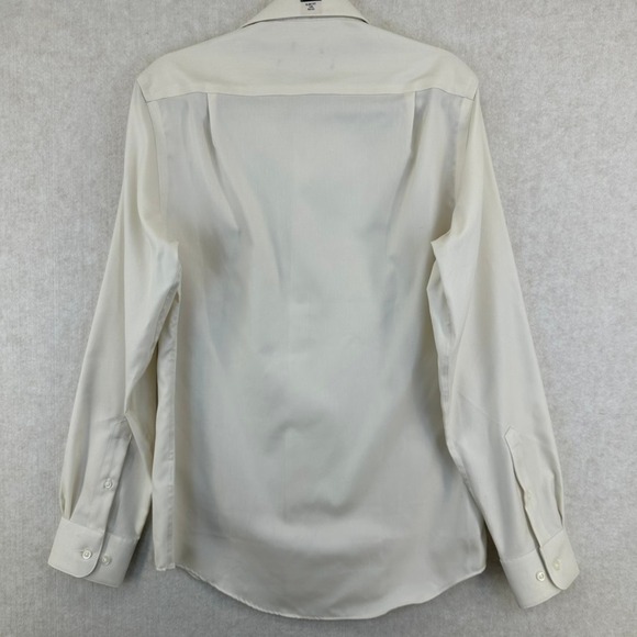 Pronto Uomo Mens Slim Fit Non Iron Cotton Dress Shirt Size 14 Cream - Picture 2 of 5